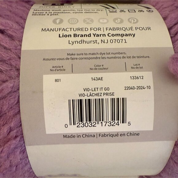 Lion Brand Wool Ease Insta Knit Yarn Super Bulky Violet It Go 122 yd Beginner - Picture 7 of 9